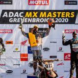 ADAC MX Masters 2020, Grevenbroich, Tageswertung beim ADAC MX Masters v.l.n.r.: Brent Van Doninck (Belgien/Husqvarna/Becker Racing), Jordi Tixier (Frankreich/KTM/KTM Sarholz Racing Team), Harri Kullas (Estland/Honda/Cab Screens Deos Group Honda)